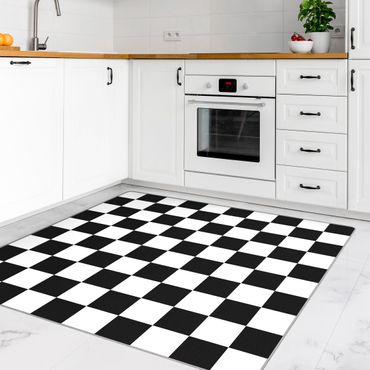 Rug - Geometrical Pattern Chessboard Black And White