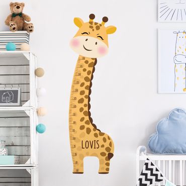 Wall sticker height chart for kids - Giraffe boy with custom name
