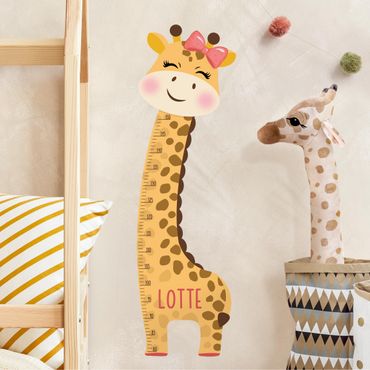 Wall sticker height chart for kids - Giraffe girl with custom name