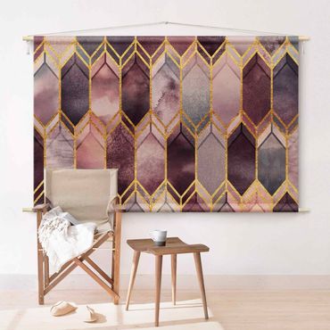 Tapestry - Stained Glass Geometric Rose Gold