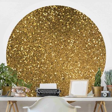Self-adhesive round wallpaper - Glitter Confetti In Gold
