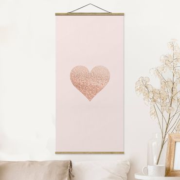Fabric print with poster hangers - Shimmering Heart - Portrait format 1:2