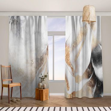 Curtain - Golden Abstract Winter Painting