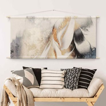 Tapestry - Golden Abstract Winter Painting