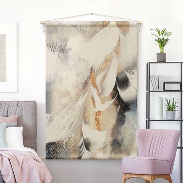 Tapestry - Golden Abstract Winter Painting