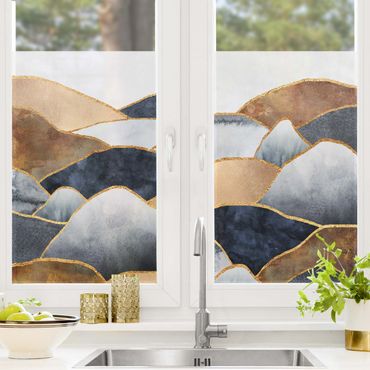 Window decoration - Golden Mountains Watercolour