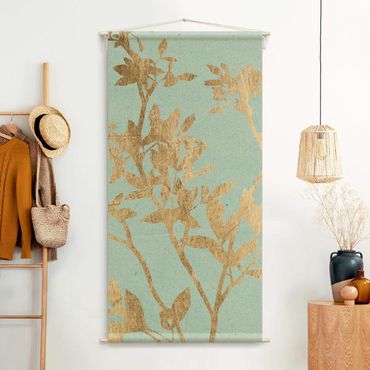 Tapestry - Golden Leaves On Turquoise II