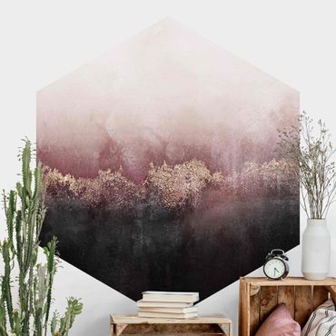 Self-adhesive hexagonal pattern wallpaper - Golden Dawn Pink