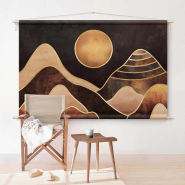 Tapestry - Golden Sun Abstract Mountains