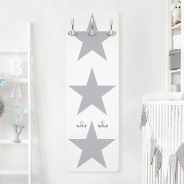 Coat rack - Large Grey Stars On White