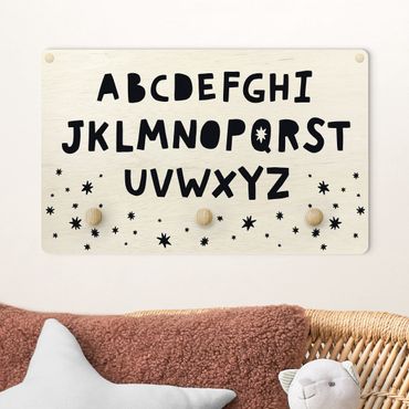 Coat rack for children - Big Alphabet With Stars Black And White