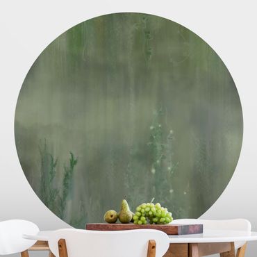 Self-adhesive round wallpaper - Green Mystical Fantasy