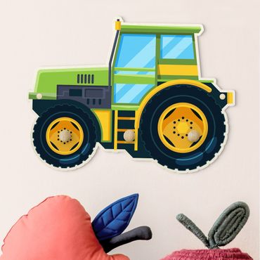 Coat rack for children - Green Tractor