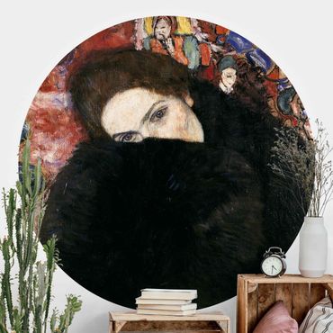 Self-adhesive round wallpaper - Gustav Klimt - Lady With A Muff