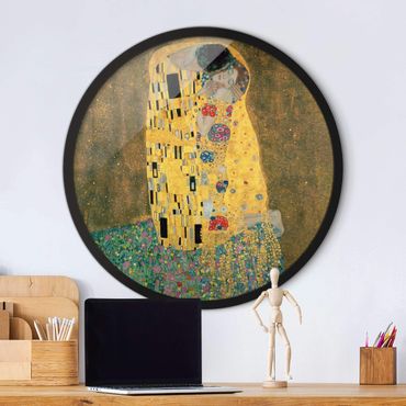 Circular framed print - Gustav Klimt - The Kiss