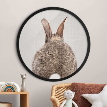 Circular framed print - Hare From Behind
