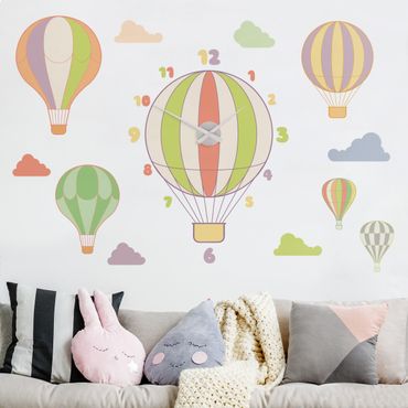 Wall sticker clock - Hot-air Balloon