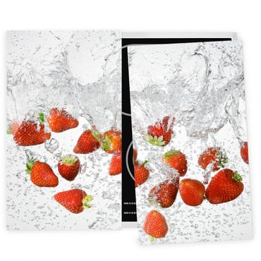 Glass stove top cover - Fresh Strawberries In Water