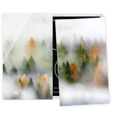 Glass stove top cover - Cloud Forest In Autumn