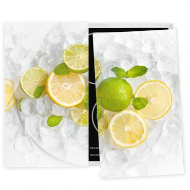 Glass stove top cover - Citrus Fruit On Ice Cubes