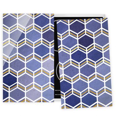 Stove top covers - Hexagonal Dreams Pattern In Indigo