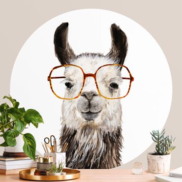 Self-adhesive round wallpaper kids - Hip Lama With Glasses IV