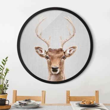 Circular framed print - Deer Heinrich