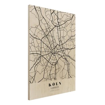 Wood print - Cologne City Map - Classic