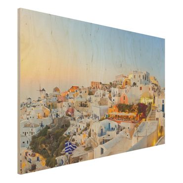 Wood print - Bright Santorini