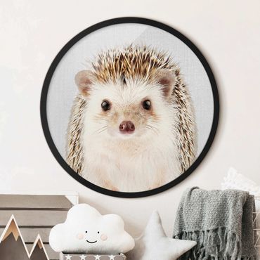Circular framed print - Hedgehog Ingolf