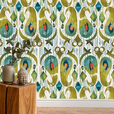Wallpaper - Ikat Pattern India Green