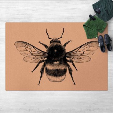 Cork mat - Illustration Flying Bumblebee Black  - Landscape format 3:2