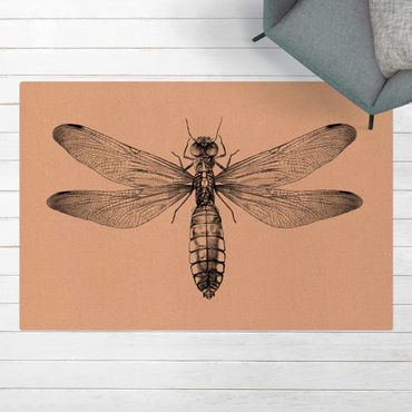 Cork mat - Illustration Flying Dragonfly Black - Landscape format 3:2