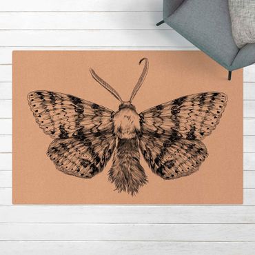 Cork mat - Illustration Flying Moth Black - Landscape format 3:2