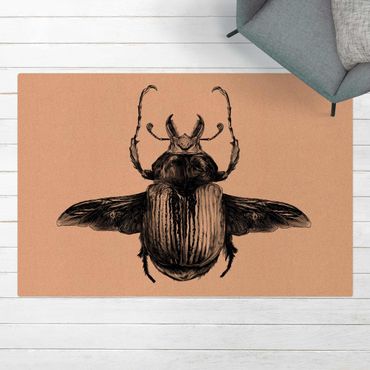 Cork mat - Illustration flying Beetle Black - Landscape format 3:2
