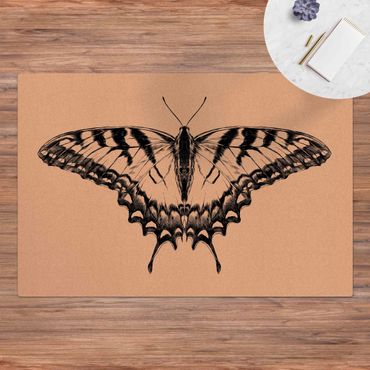 Cork mat - Illustration Flying Tiger Swallowtail Black - Landscape format 3:2