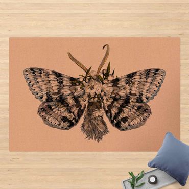 Cork mat - Illustration Floral Moth - Landscape format 3:2