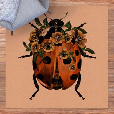 Cork mat - Illustration Floral Ladybird - Square 1:1