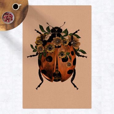 Cork mat - Illustration Floral Ladybird - Portrait format 2:3