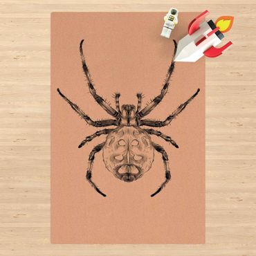 Cork mat - Illustration Resting Spider Black - Portrait format 2:3