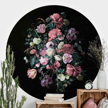 Self-adhesive round wallpaper kitchen - Jan Davidsz De Heem - Dark Flower Bouquet