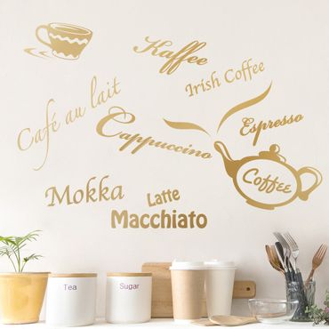 Wall sticker - Types of Coffee with Coffee Pot