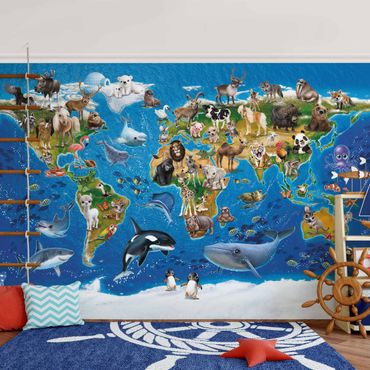 Wallpaper - Animal Club International - World Map With Animals