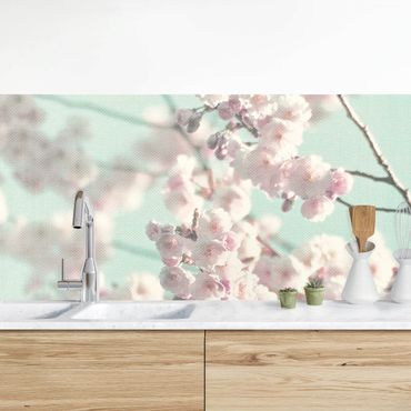 Kitchen wall cladding - Dancing Cherry Blossoms On Canvas