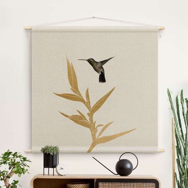 Tapestry - Hummingbird And Tropical Golden Blossom II