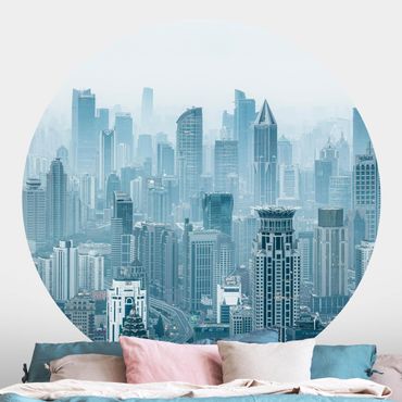 Self-adhesive round wallpaper - Chilly Shanghai