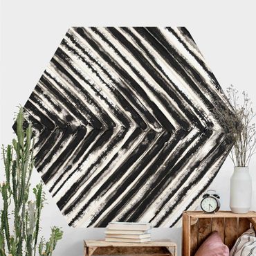 Self-adhesive hexagonal pattern wallpaper - Slats Black And White