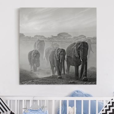 Print on canvas - Herd Of Elephants