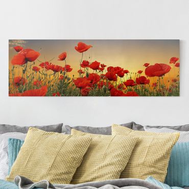Print on canvas - Poppy Field In Sunset