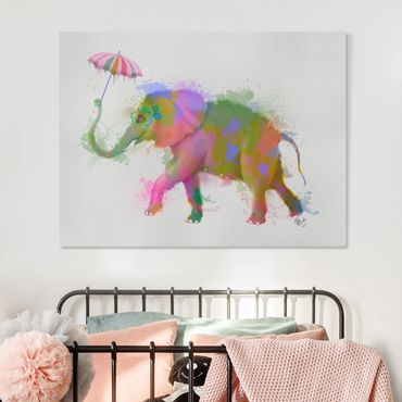 Print on canvas - Rainbow Splash Elephant